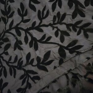 Chic Black Leaf Pattern Burnout Velvet Scarf